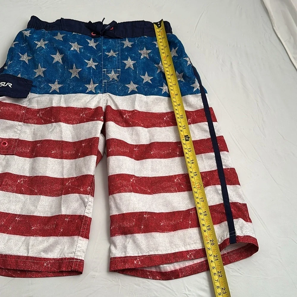 ZeroXposur American flag red white and blue lined swim trunks